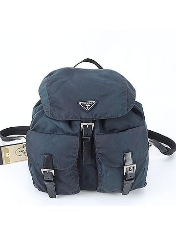 Prada Prada Tessuto Nylon B2811 Leather Backpack/Handbag with Guarantee Card, Navy Blue, Women's (view 1)
