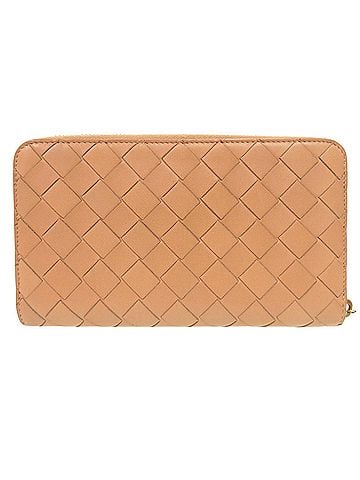 Bottega Veneta Bottega Veneta Round Zipper Maxi Intrecciato 577775 Leather Beige Long Wallet 0950BOTTEGAVENETA (view 2)