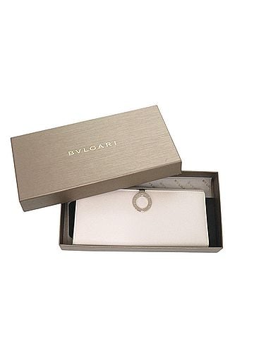Bvlgari BVLGARI Logo Clip Leather White Silver Long Wallet 0325BVLGARI (view 2)