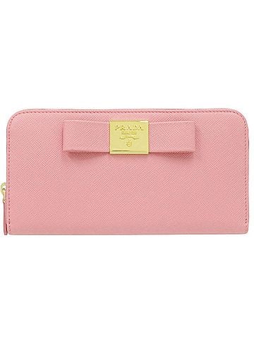 Prada Prada Saffiano Round Zipper Wallet 1ML506 Leather Pink Long 1236PRADA (view 1)