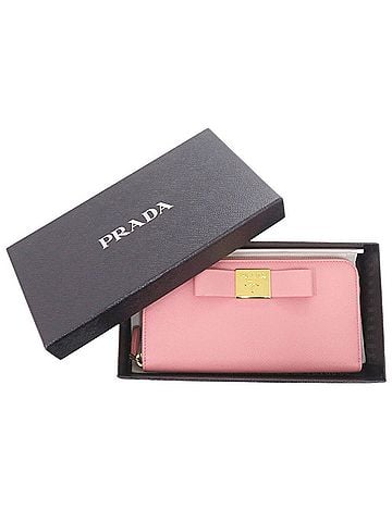 Prada Prada Saffiano Round Zipper Wallet 1ML506 Leather Pink Long 1236PRADA (view 2)