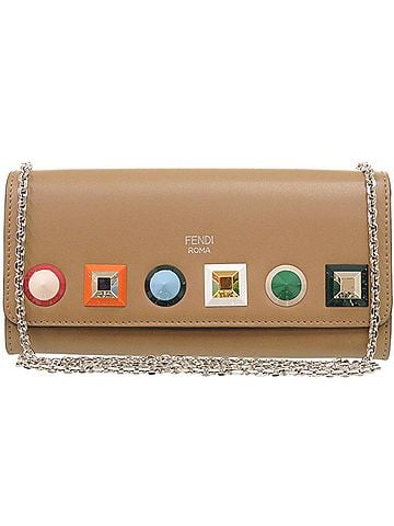 Fendi Fendi Chain Wallet with Studs 8M0365 Leather Brown Long 0492FENDI (view 1)