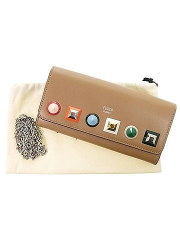 Fendi Fendi Chain Wallet with Studs 8M0365 Leather Brown Long 0492FENDI (view 2)