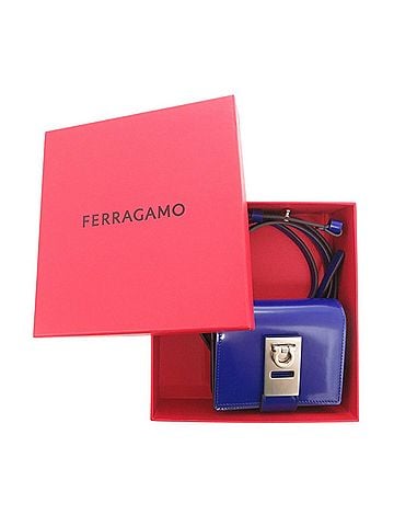 Salvatore Ferragamo Salvatore Ferragamo Gancini Leather Blue Shoulder Bag 1437 (view 2)
