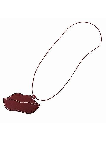 Hermès Hermes Lips Veau Swift Rouge H K Stamp Pendant Necklace Red 0918HERMES (view 1)