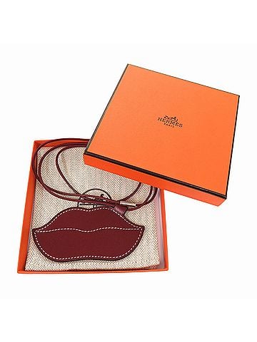 Hermès Hermes Lips Veau Swift Rouge H K Stamp Pendant Necklace Red 0918HERMES (view 2)