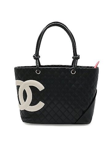 Chanel CHANEL Cambon Line Coco Mark Large Tote Shoulder Bag Soft Calf Black Pink A25169 (view 1)