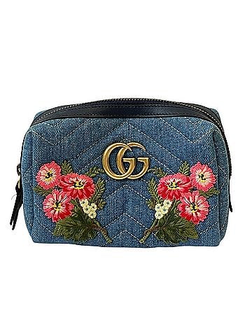 Gucci GUCCI GG Marmont Denim Cosmetic Pouch 476165 Blue Women's (view 1)