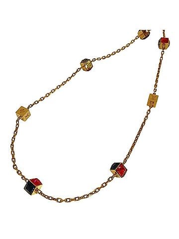 Louis Vuitton LOUIS VUITTON Louis Vuitton Collier Gamble Cube Motif Chain Necklace M75422 Gold Color Women's (view 1)