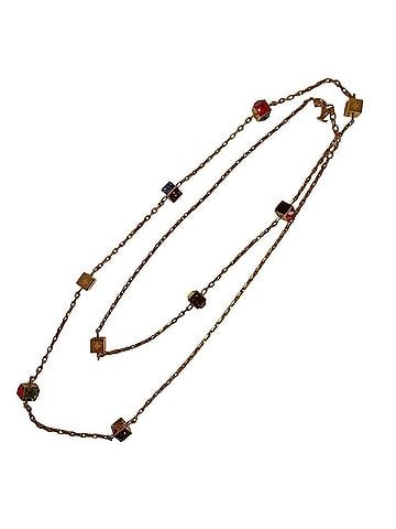 Louis Vuitton LOUIS VUITTON Louis Vuitton Collier Gamble Cube Motif Chain Necklace M75422 Gold Color Women's (view 2)