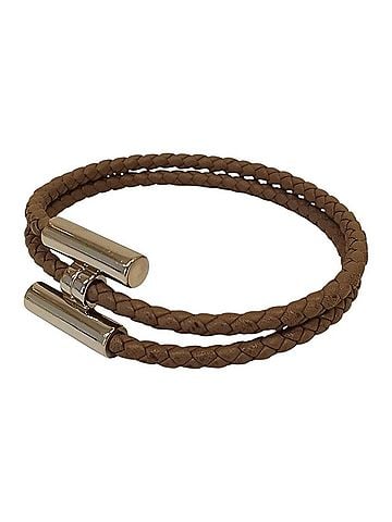 Hermès HERMES Tourni Tresse Leather Bracelet, Etoupe, Men's & Women's (view 1)
