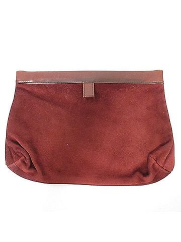 Loewe LOEWE Vintage Anagram Logo Suede Leather Clasp Clutch Bag Handbag Pouch Bordeaux Women's (view 2)