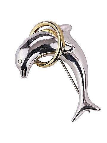 Tiffany & Co. Tiffany & Co. Dolphin Brooch, 925-750 Sterling Silver, Gold, Women's (view 1)