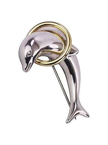 Tiffany & Co. Tiffany & Co. Dolphin Brooch, 925-750 Sterling Silver, Gold, Women's (view 2)
