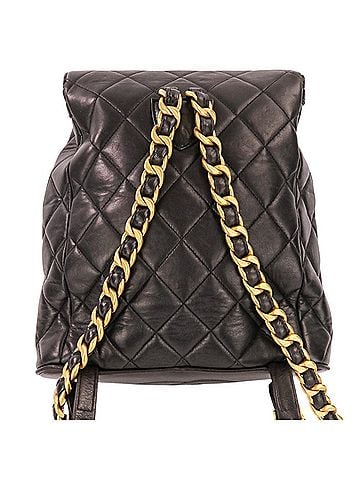 Chanel CHANEL Vintage Matelassé Lambskin Chain Shoulder Turnlock Backpack Rucksack Black Women's (view 2)