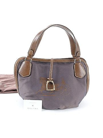 Céline Celine leather and canvas tote bag/handbag/shoulder bag with carriage pattern, includes guarantee card. Suitable for women. (view 1)