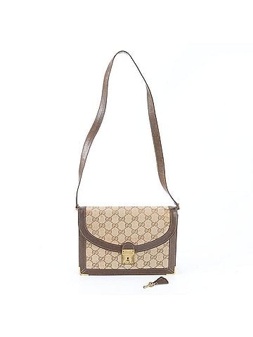 Gucci Vintage Gucci GG canvas leather shoulder bag, crossbody handbag, tote brown, women's. (view 1)