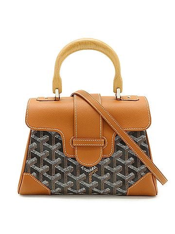 Goyard GOYARD Saigon Mini Handbag, Wood Handle Shoulder Bag, Herringbone Pattern, Brown/Black, SAIGONMINTY01CL03P (view 2)