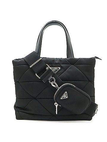 Prada PRADA Small Padded Tote Bag, Handbag, Shoulder Nylon Leather, NERO Black, 1BG373 (view 1)
