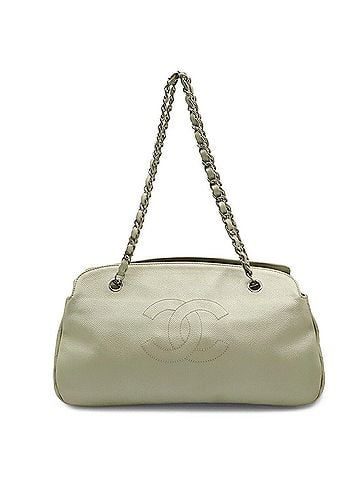 Chanel CHANEL Coco Mark Matelassé Chain Shoulder Bag, Caviar Leather, Champagne Silver (view 2)