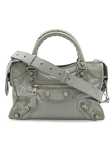 Balenciaga BALENCIAGA Balenciaga Mini City Handbag Shoulder Bag Leather Gray 519938 (view 2)