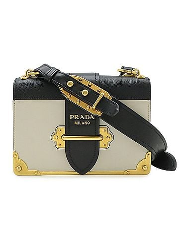 Prada PRADA Cahier Shoulder Bag, Pochette, Clutch, Studded Leather, TALCO, Beige/NERO/Black, Purchased from an overseas boutique, 1BD045 (view 1)