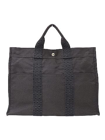 Hermès Hermes HERMES handbag, women's brand tote bag, Herline Tote MM canvas, black. (view 1)