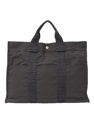 Hermès Hermes HERMES handbag, women's brand tote bag, Herline Tote MM canvas, black. (view 2)