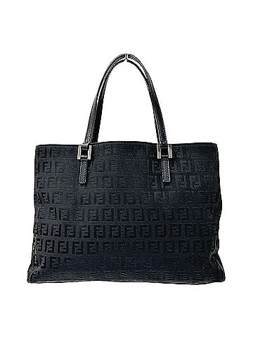 Fendi Fendi FENDI handbag for women, brand name tote bag, handbag, Zucchino canvas, black, 8BH072, black mini bag (view 1)