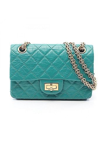 Chanel Chanel 2.55 Mini Matelassé Shoulder Bag/Handbag, Calfskin Leather, Women's, Green (view 1)