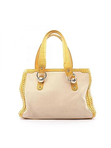 Céline Celine CELINE embossed shoulder bag/handbag, canvas and leather, women's, beige/yellow (view 1)