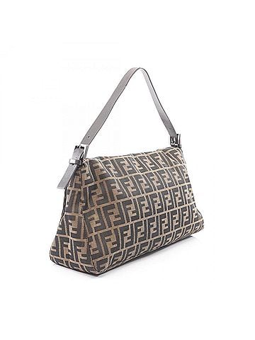 Fendi Fendi Mamma Bucket Zucca Shoulder Bag/Handbag, Canvas and Leather, Women's, Brown/Black (view 2)