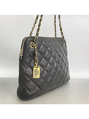 Chanel Chanel Matelassé Chain Shoulder Bag, Lambskin, Black, Women's (view 2)