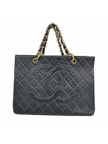 Chanel Chanel Tote Bag/Chain Tote, Matelassé Caviar Leather, Black, Women's (view 1)