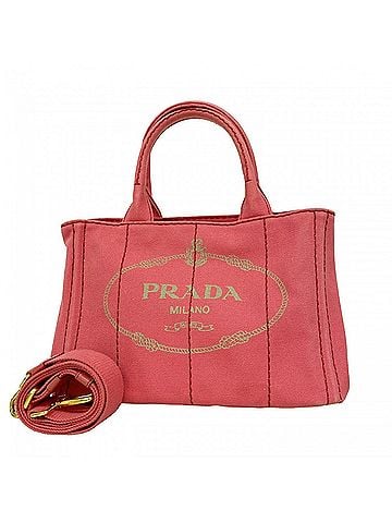 Prada Prada Canapa Canvas Handbag, Pink, 2-way Bag for Women (view 1)