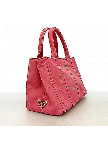 Prada Prada Canapa Canvas Handbag, Pink, 2-way Bag for Women (view 2)