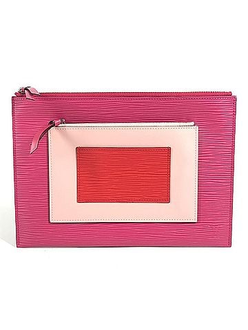 Louis Vuitton LOUIS VUITTON M62253 Epi Pochette Plat Bag, Second Handbag, Pouch, Clutch Leather, Women's, Coquelicot Pink (view 1)
