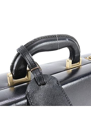 Prada Prada Leather Attache Case, Hard Briefcase, Black, Men's (view 2)