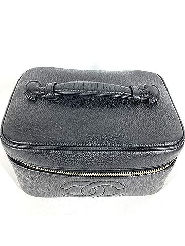 Chanel CHANEL A01997 CC Coco Mark Logo Horizontal Bag Vanity Handbag Pouch Box Caviar Leather Women's Black (view 2)