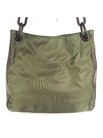 Prada PRADA plastic chain bag, shoulder tote leather, nylon, men's, women's, khaki. (view 2)