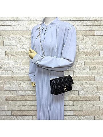 Christian Dior Christian Dior Dior My Daily Chain Pouch Cannage Shoulder Bag Lambskin S0937ONMJ_M900 Black Women's (view 2)