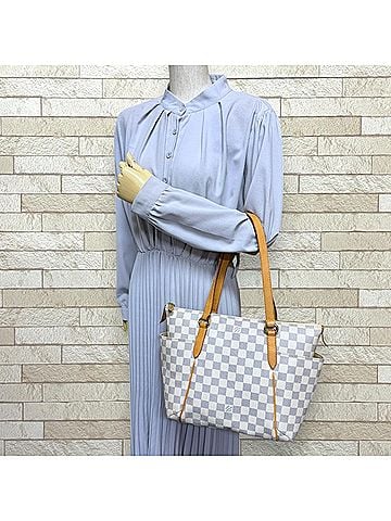 Louis Vuitton Louis Vuitton Totally PM Damier Azur Tote Bag, Handbag, Canvas, N41280, White, Women's, LOUIS VUITTON (view 2)