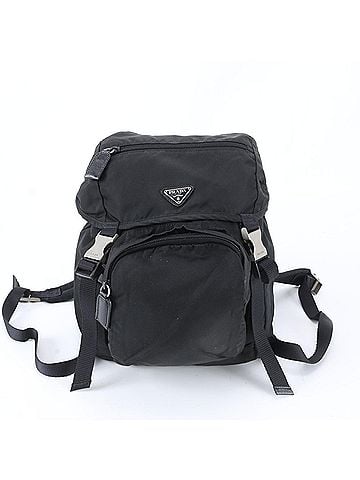 Prada Prada Tessuto Nylon Triangle Logo Leather Backpack Handbag Black Women's (view 1)