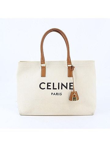 Céline Celine Horizontal Cabas Leather x Canvas Tote Bag Handbag Shoulder for Women (view 1)