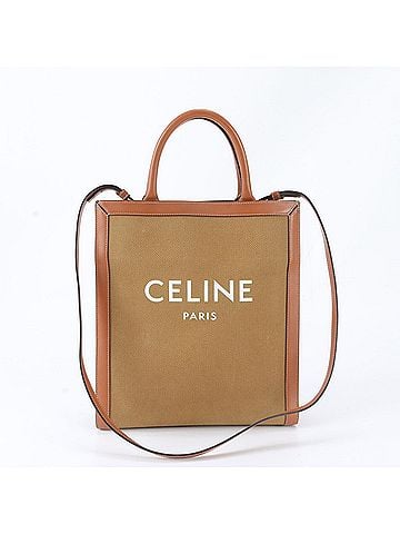 Céline Celine Vertical Cabas Leather Canvas 2-Way Shoulder Bag Handbag for Women (view 1)