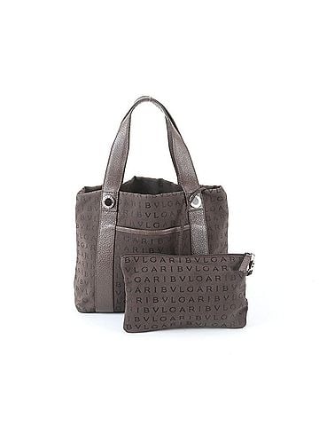 Bvlgari Bvlgari Logomania Handbag with Pouch, Leather and Canvas Tote Bag, Handbag, Shoulder Brown, Women's (view 1)