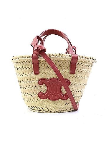 Céline Celine CELINE Shoulder Bag, Basket Mini Triomphe Panier, Straw Leather, Natural Pink, Women's r11211k (view 1)