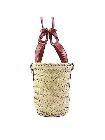 Céline Celine CELINE Shoulder Bag, Basket Mini Triomphe Panier, Straw Leather, Natural Pink, Women's r11211k (view 2)
