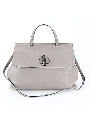 Gucci Gucci Bamboo Daily 370830 Leather 2-Way Shoulder Bag, Crossbody Handbag, Gray, Women's (view 1)