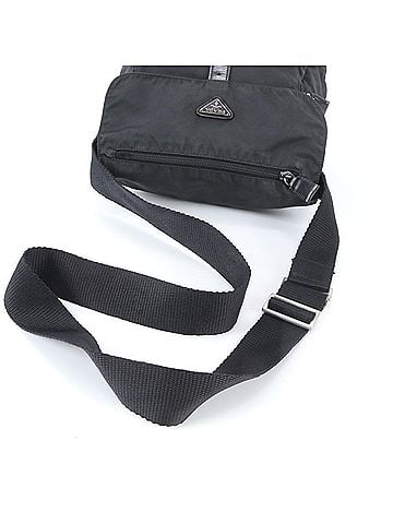 Prada Prada Tessuto Nylon Triangle Logo Leather Shoulder Bag, Crossbody Messenger Black, Men's (view 2)